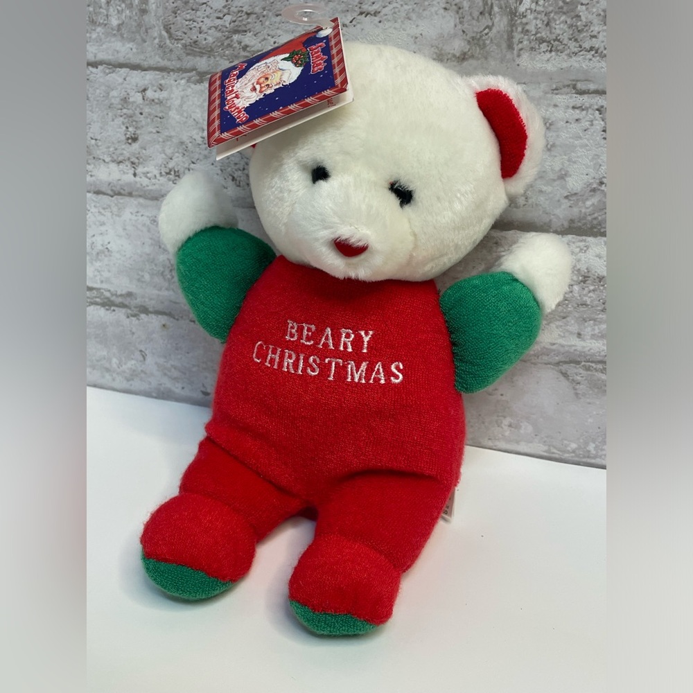 Vintage Soft Dreams Beary Christmas Terry Cloth Rattle Plush Bear NWT Very Rare